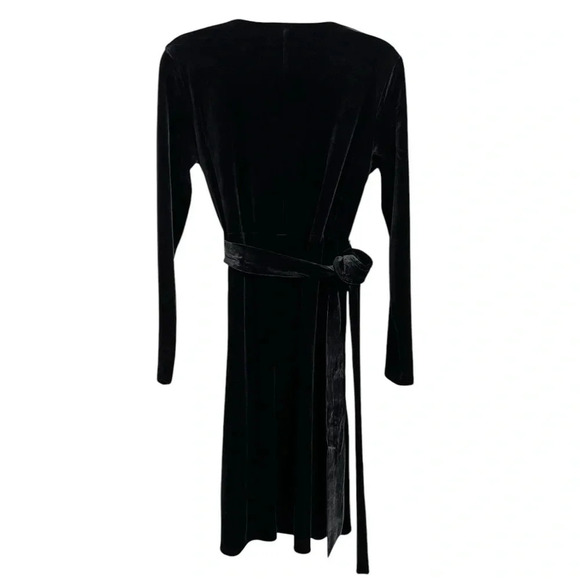 Alfani Velour Wrap Dress in Deep Black with Hint of Blue Long Sleeve NWT - Picture 3 of 3